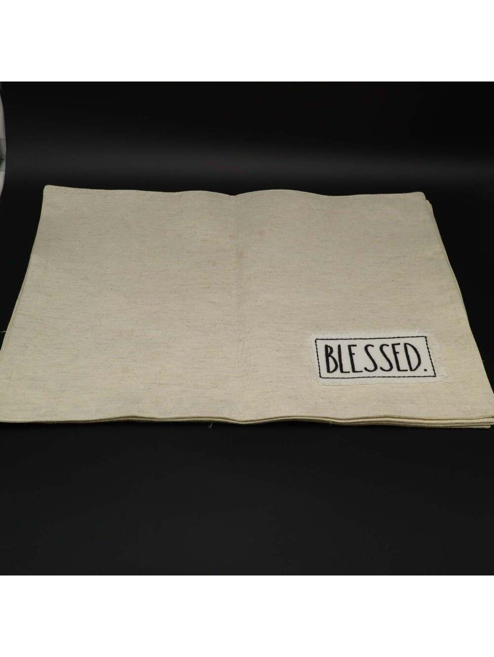 Rae Dunn BLESSED Canvas Placemats Set of 4 Natural Linen Color Farmhouse Decor